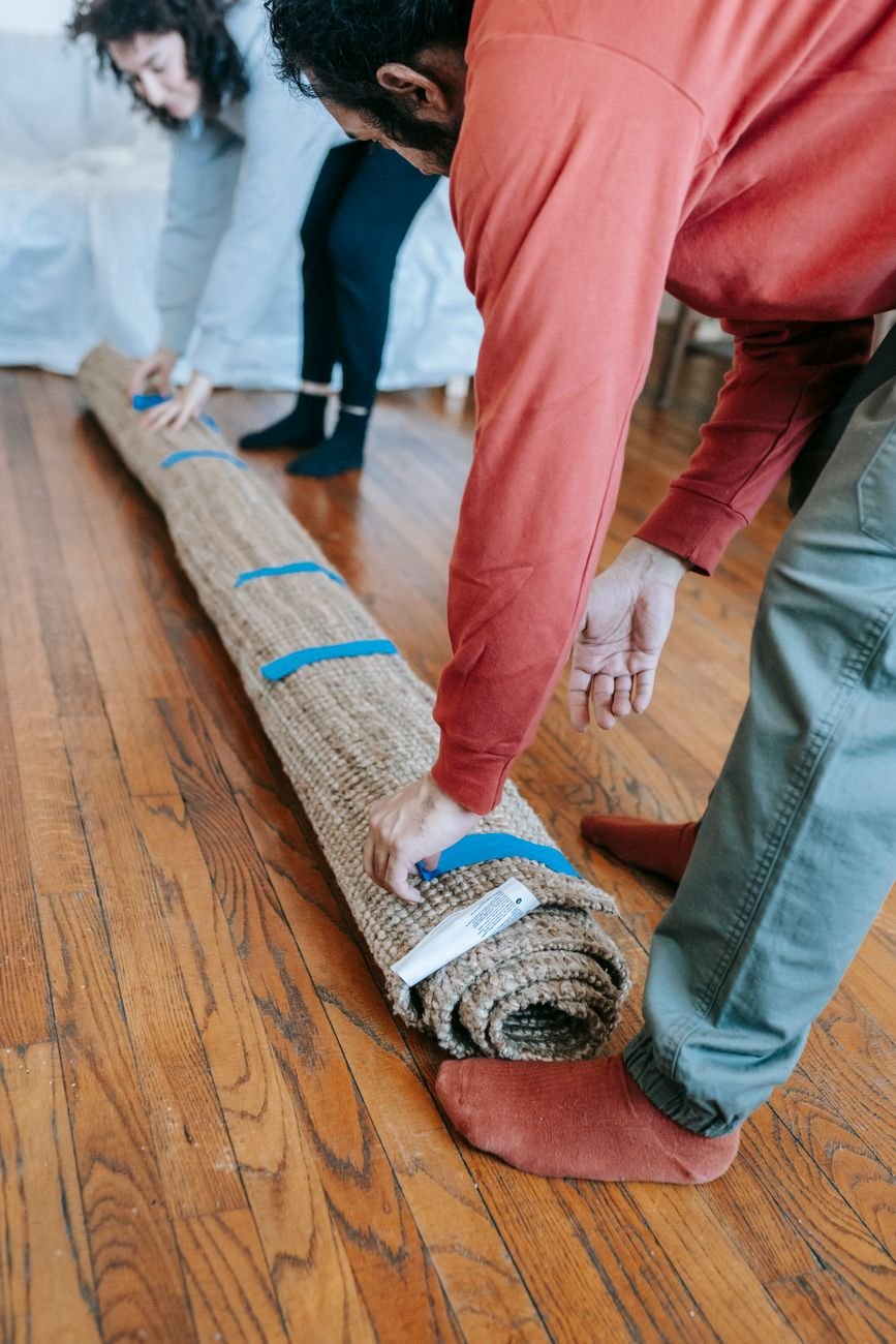 Furniture wrapping and protection materials laid out